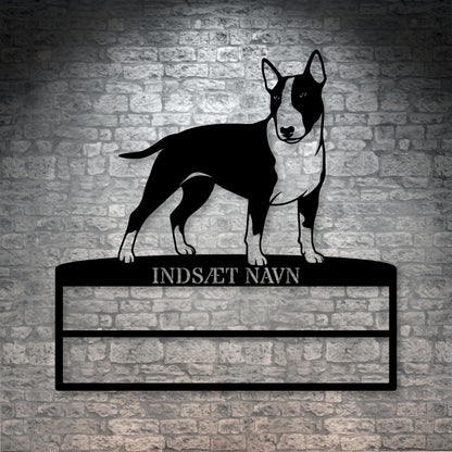 Personlig Bull Terrier metal navneskilt til rosetter. Unik hundechampion display