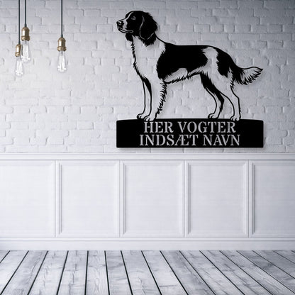 Her vogter jeg. Personlig Kleine münsterländer hunde metal navneskilt