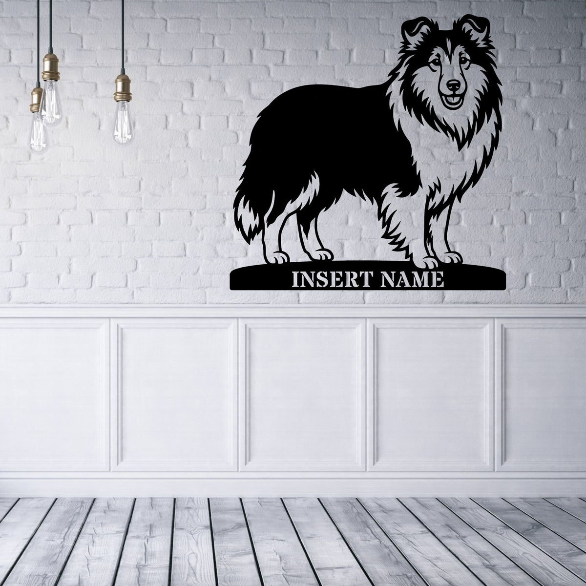 Shetland Sheepdog metalskilt med personlig hundenavn