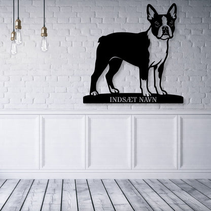 Boston Terrier hunde metalskilt med personlig tekst