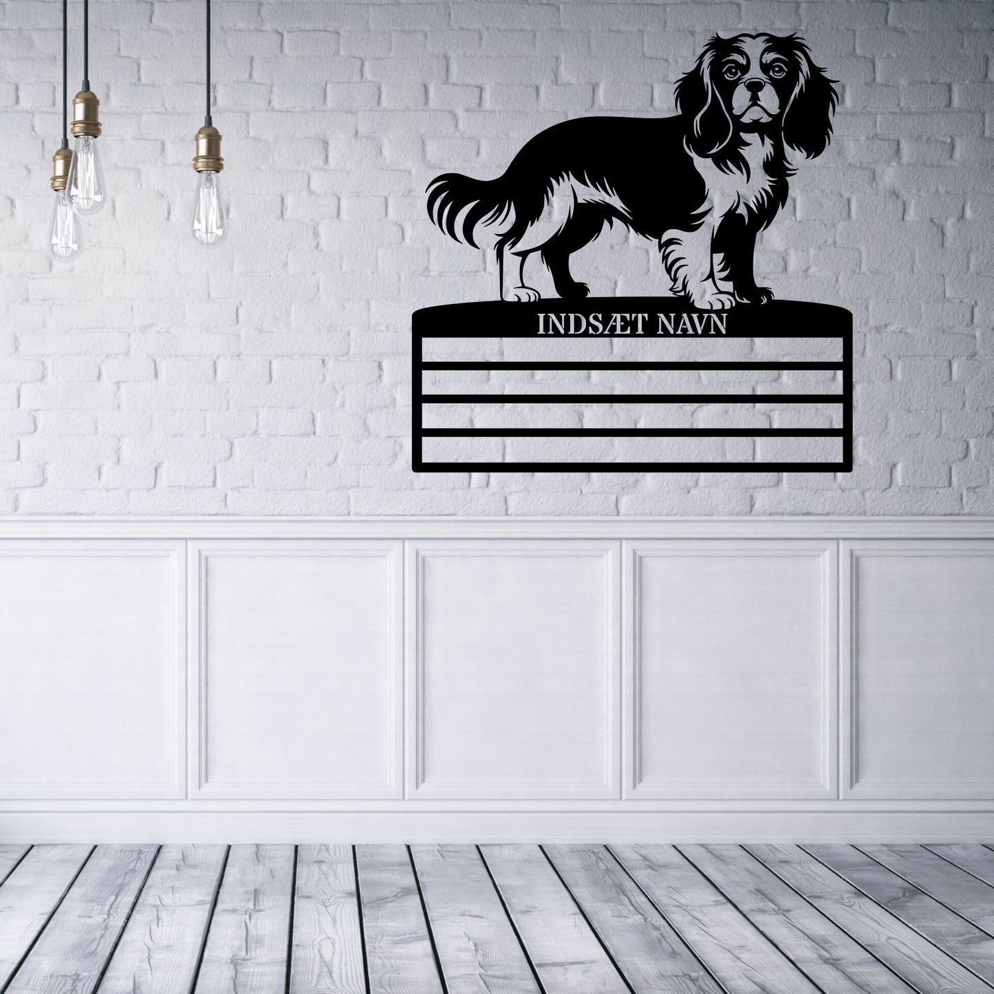 Personlig Cavalier King metal navneskilt display til rosetter. 4 rækker