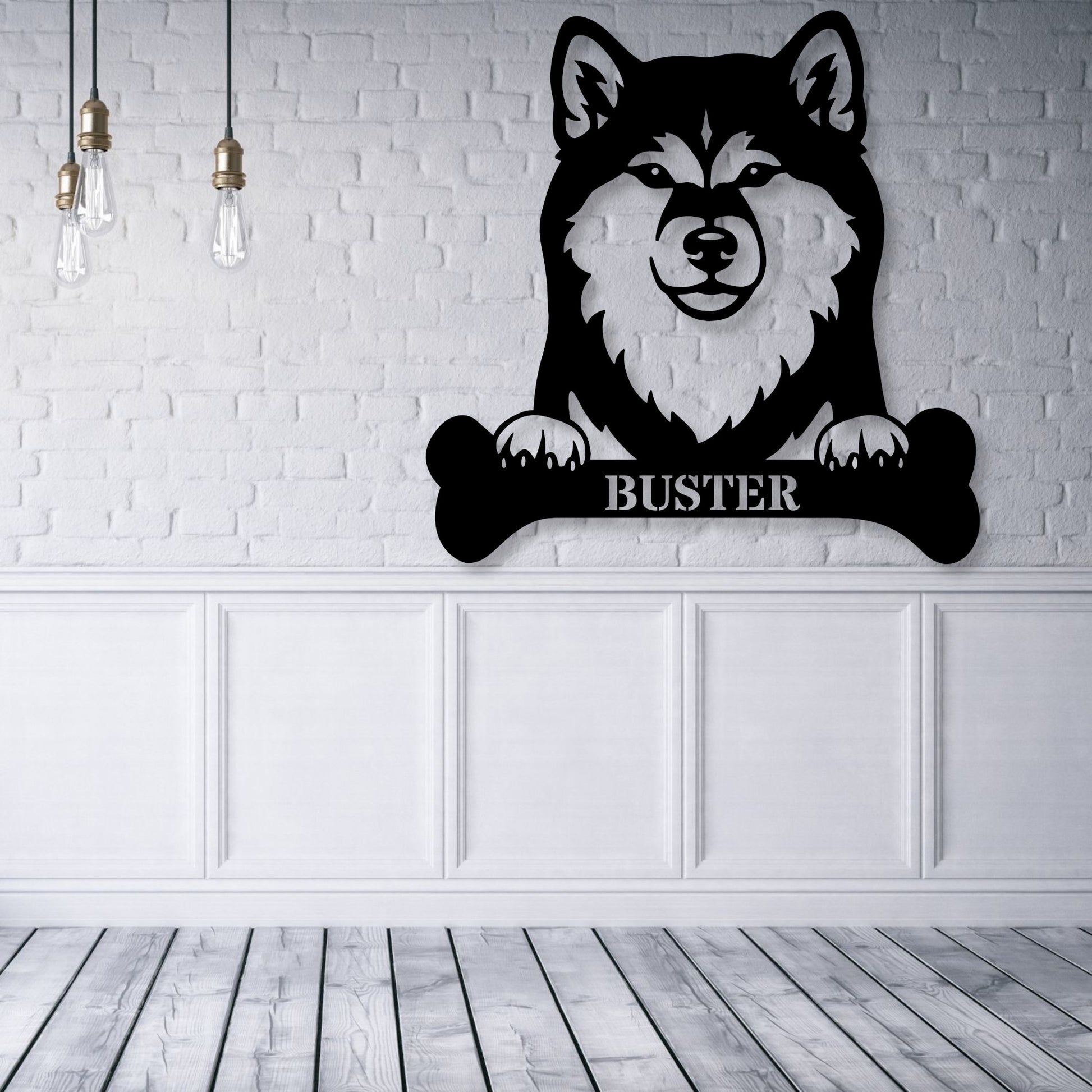 Sjov shiba inu navneskilt med personlig tekst. Unik metalskilt til hundeejeren