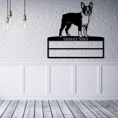 Personlig boston terrier metal navneskilt til rosetter