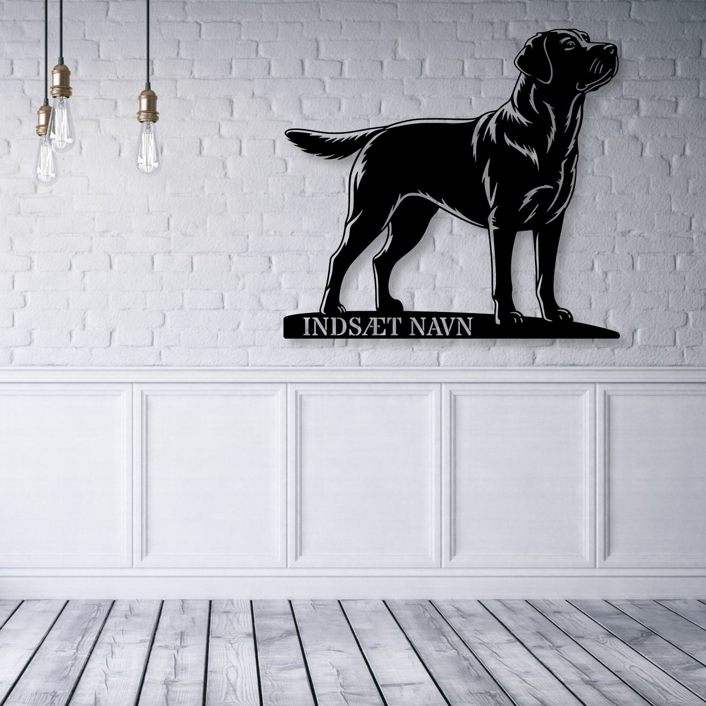 Labrador retriever metalskilt med personlig hundenavn