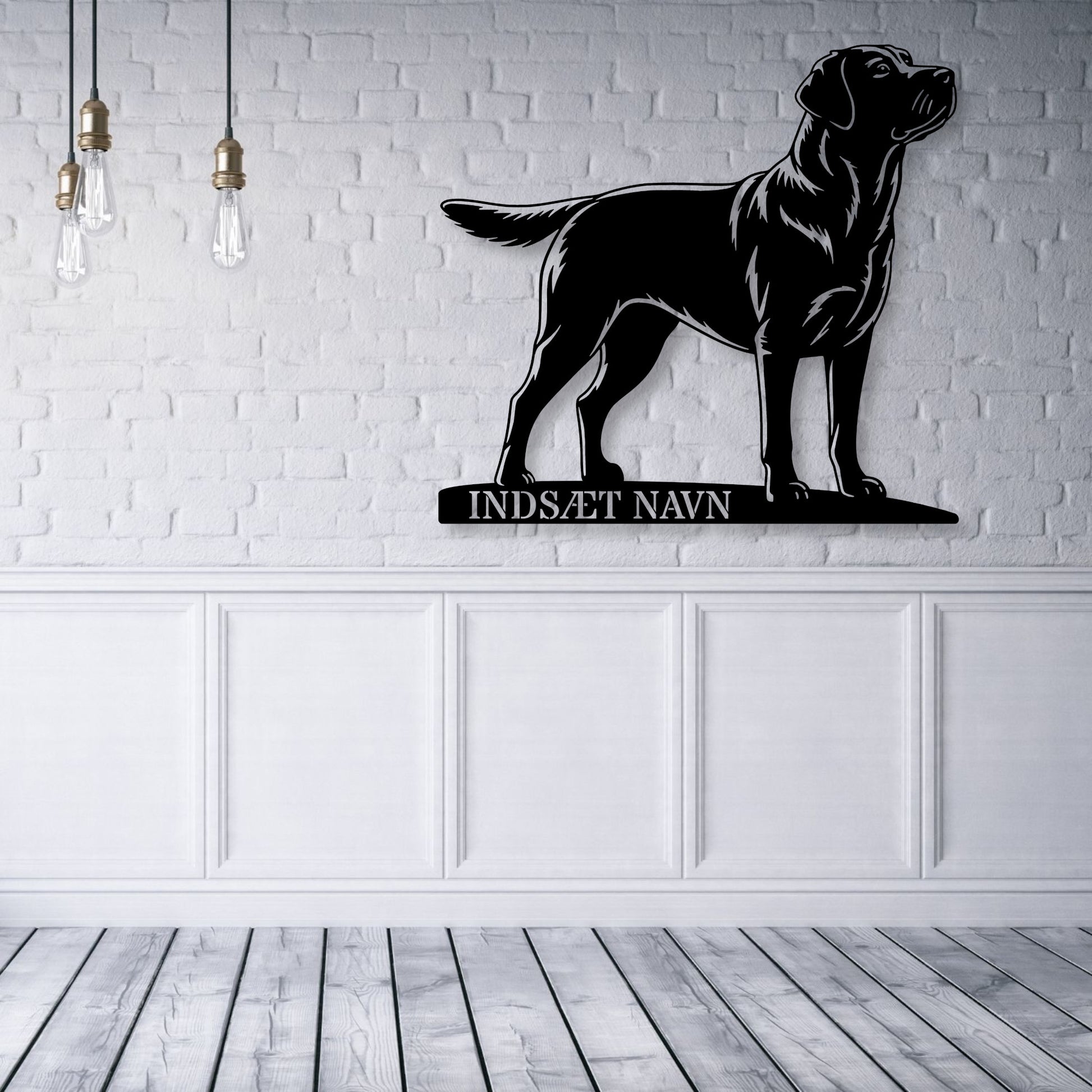 Labrador retriever metalskilt med personlig hundenavn