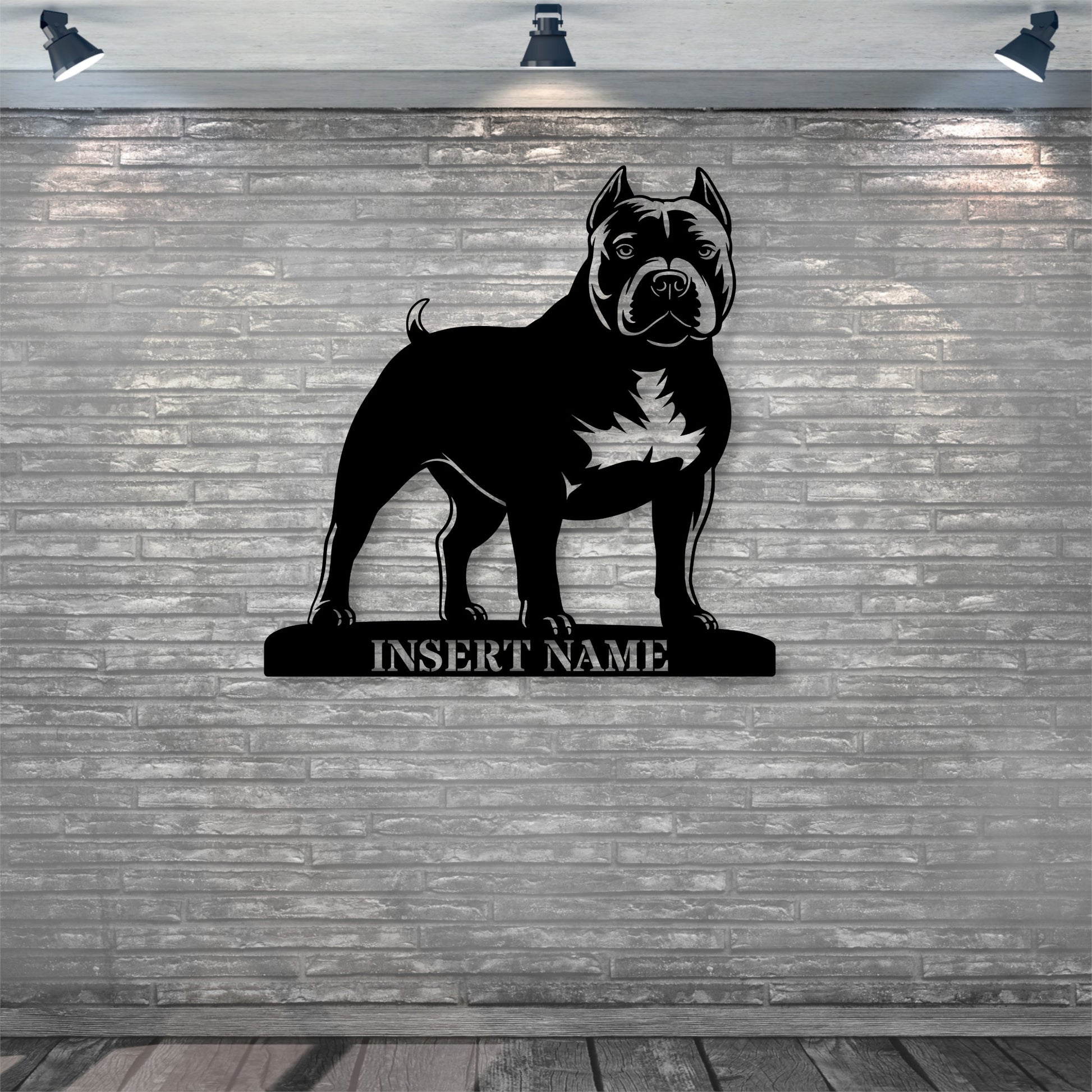 American Bully metalskilt med personligt hundenavn