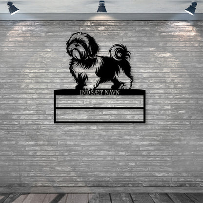 Personlig Shih Tzu rosette display metalskilt med personlig navn. Unik Gaveide til hundeejeren..