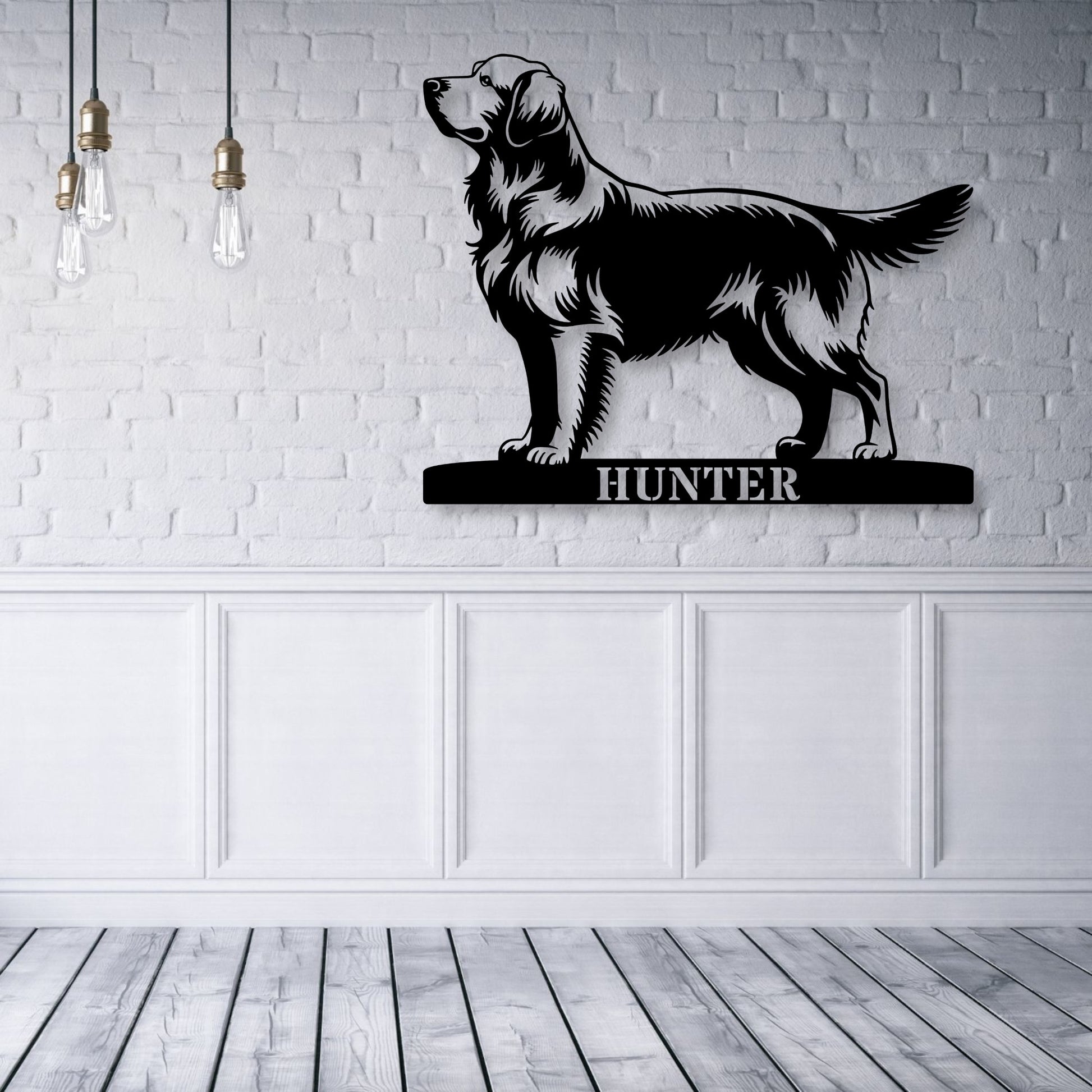 Golden retriever metalskilt med personligt hundenavn