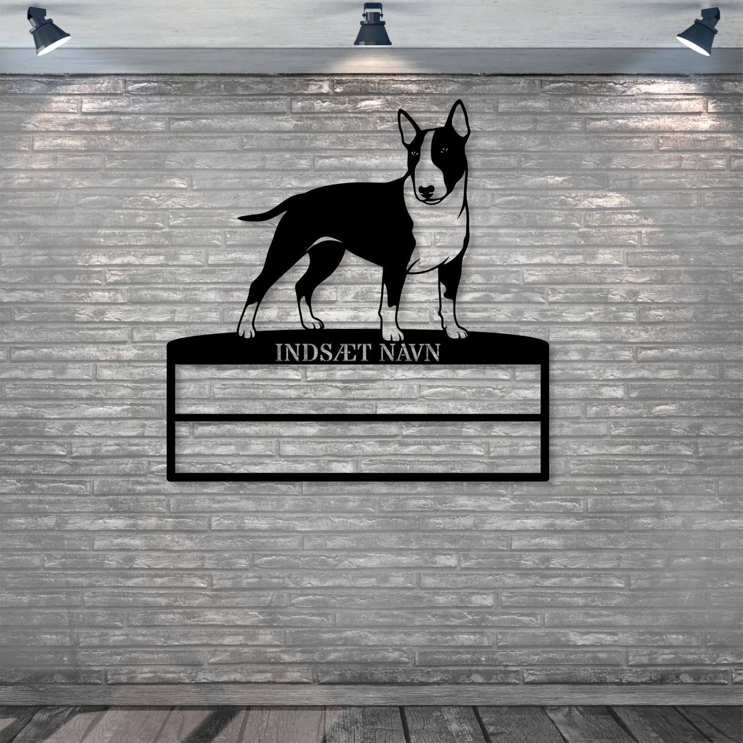 Personlig Bull Terrier metal navneskilt til rosetter. Unik hundechampion display
