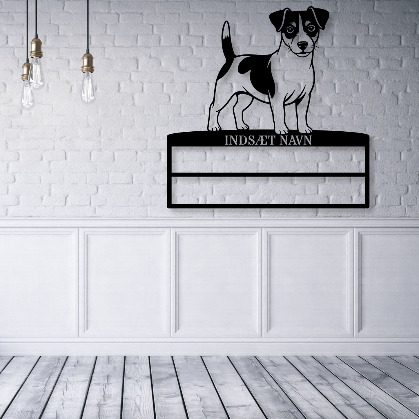 Personlig Jack Russell Terrier metal navneskilt til rosetter. Unik hundechampion display
