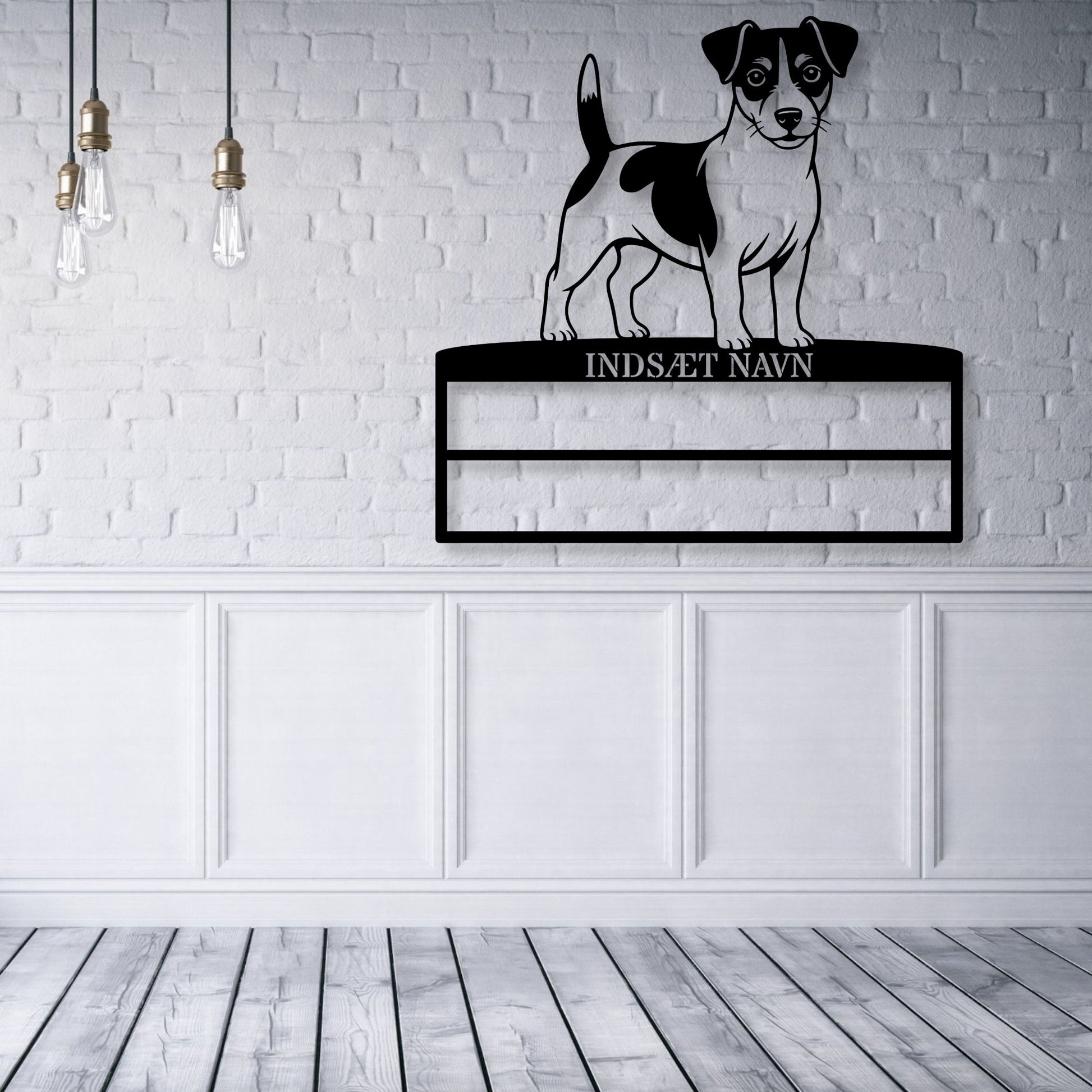 Personlig Jack Russell Terrier metal navneskilt til rosetter. Unik hundechampion display