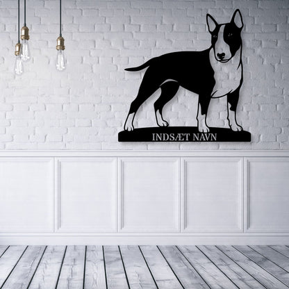 Bull terrier metalskilt med personlig hundenavn