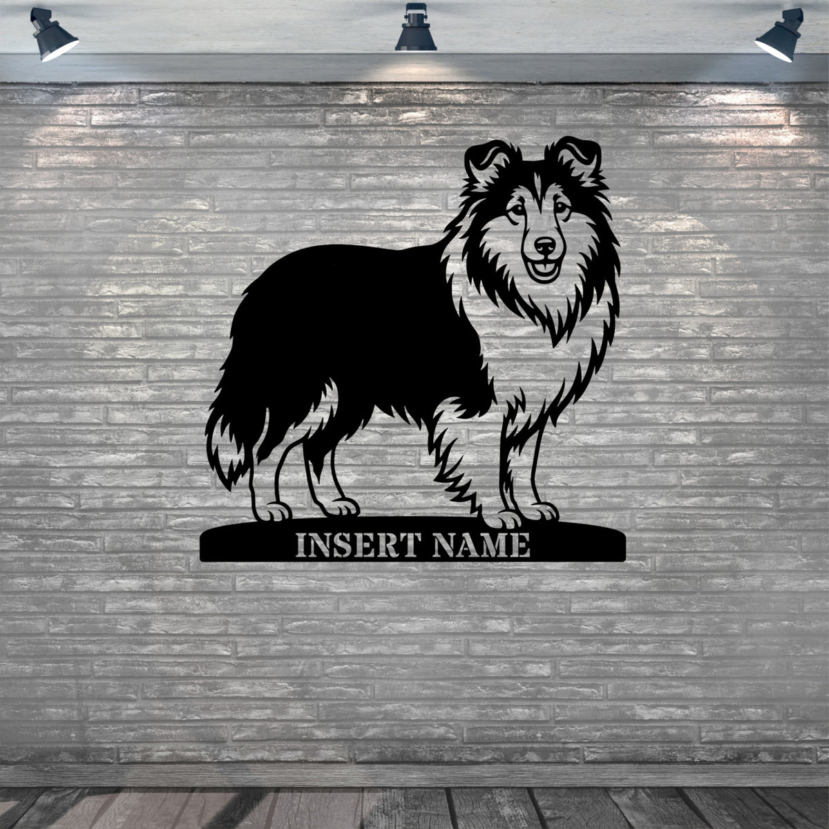Shetland Sheepdog metalskilt med personlig hundenavn