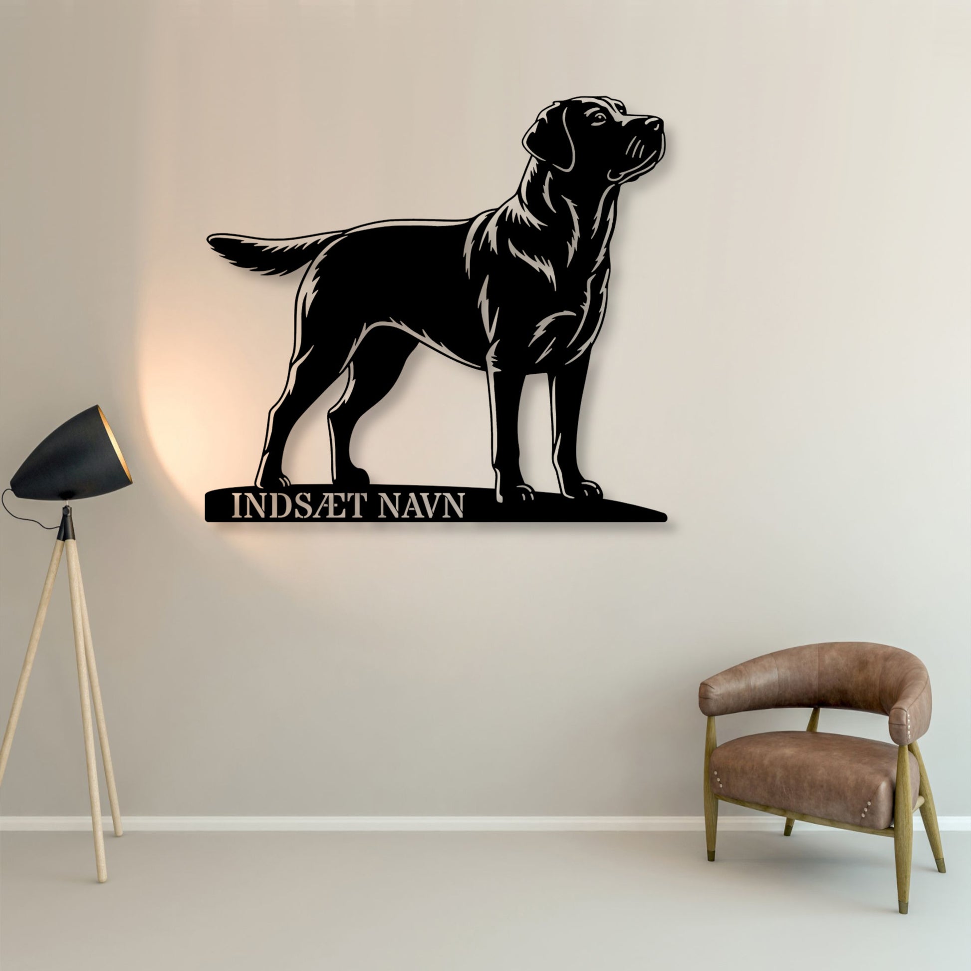 Labrador retriever metalskilt med personlig hundenavn