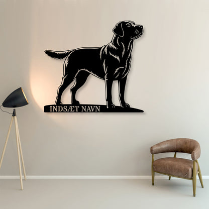 Labrador retriever metalskilt med personlig hundenavn