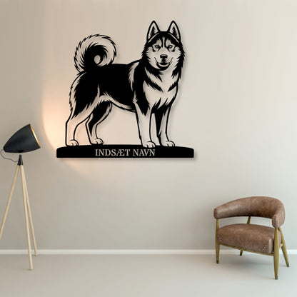 Personlig Siberian Husky metalskilt med hundenavn