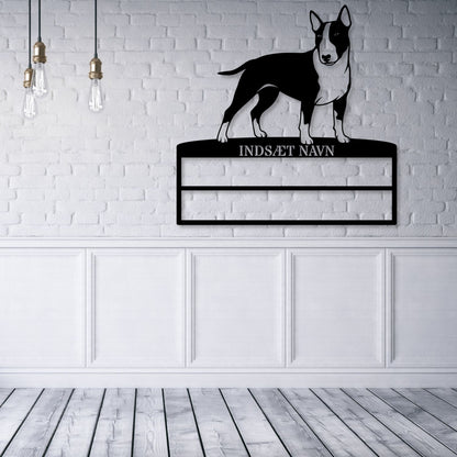 Personlig Bull Terrier metal navneskilt til rosetter. Unik hundechampion display