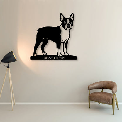 Boston Terrier hunde metalskilt med personlig tekst