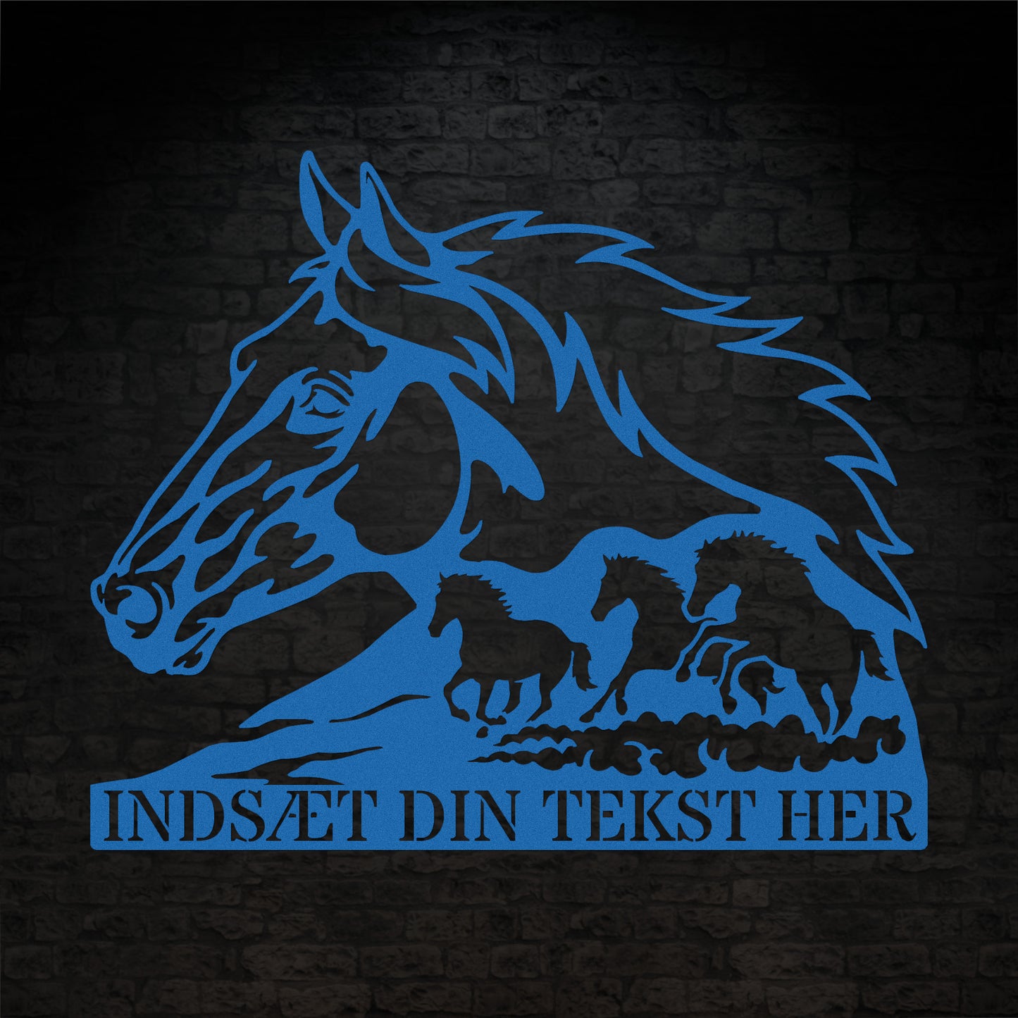 Personlig hestesilhouet metal vægskilt med tekst. Unik gaveidé til hestepigen