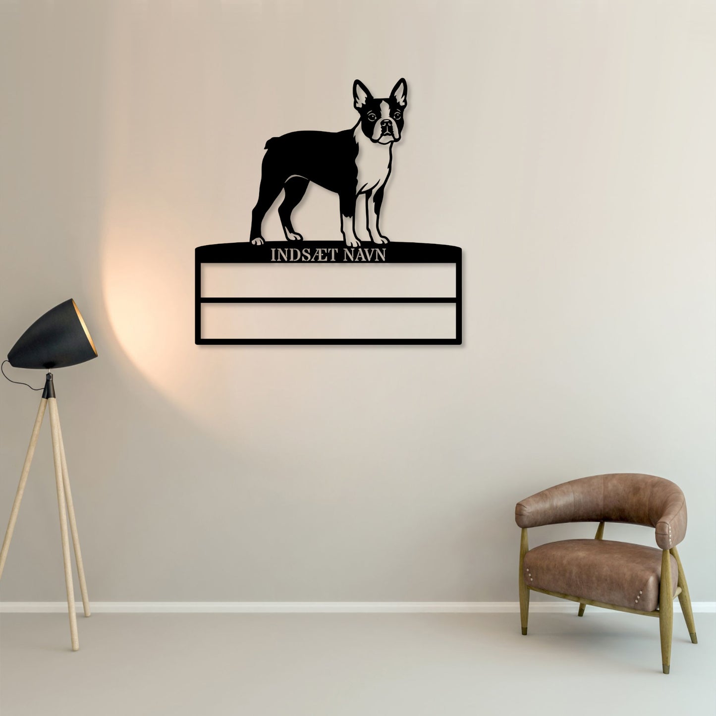 Personlig boston terrier metal navneskilt til rosetter