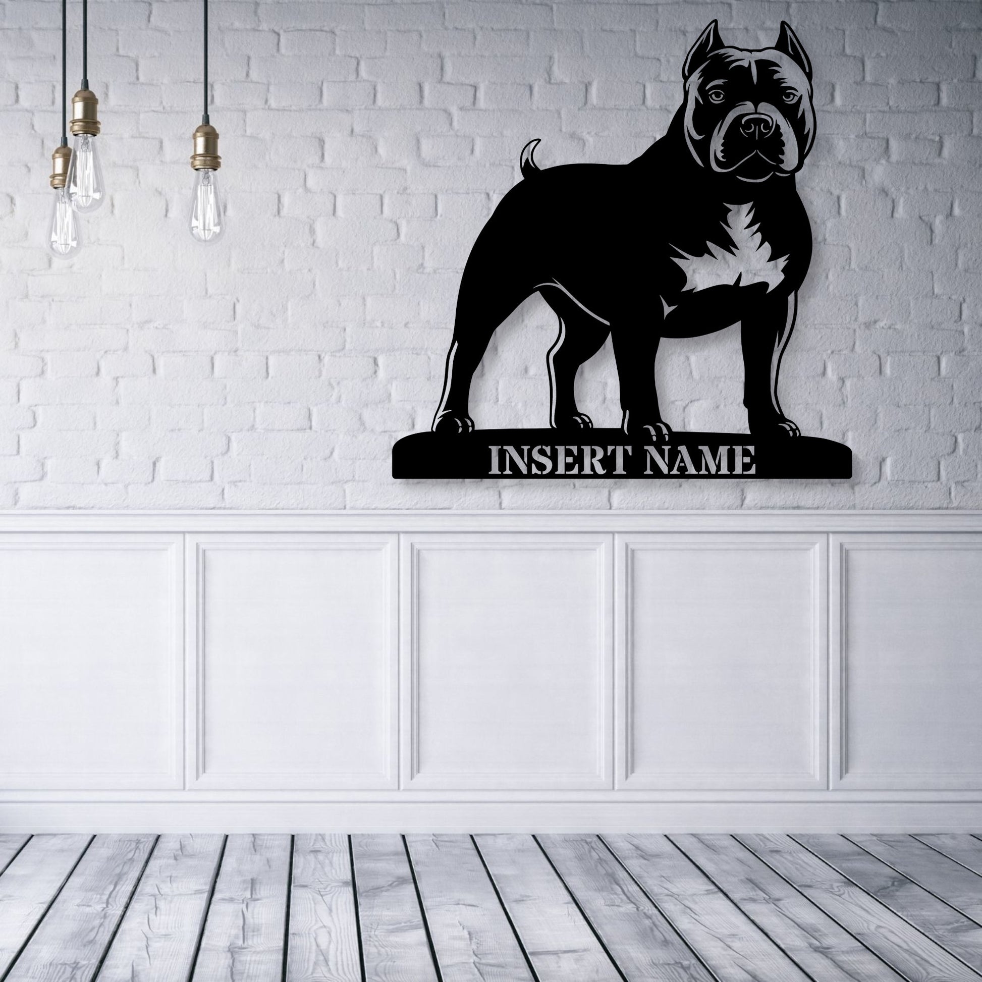 American Bully metalskilt med personligt hundenavn