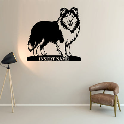 Shetland Sheepdog metalskilt med personlig hundenavn