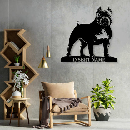 American Bully metalskilt med personligt hundenavn