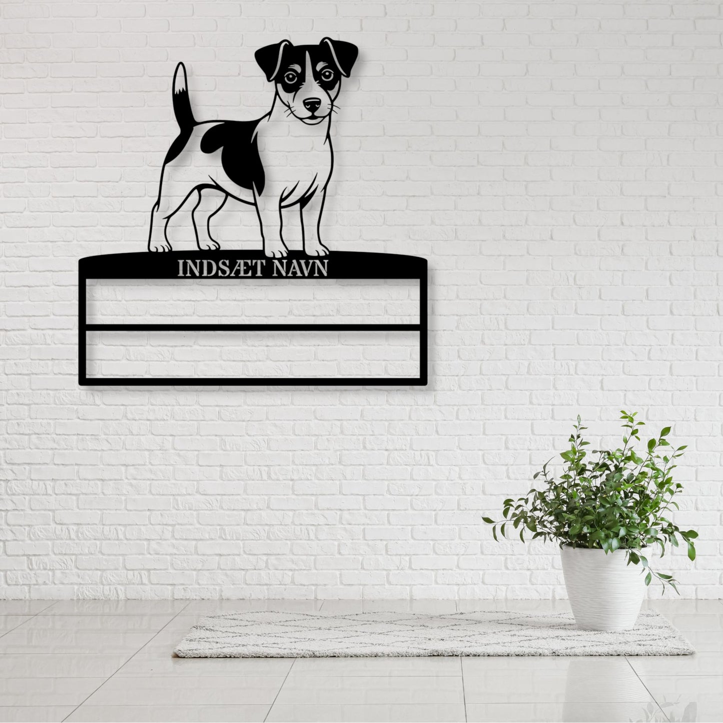Personlig Jack Russell Terrier metal navneskilt til rosetter. Unik hundechampion display