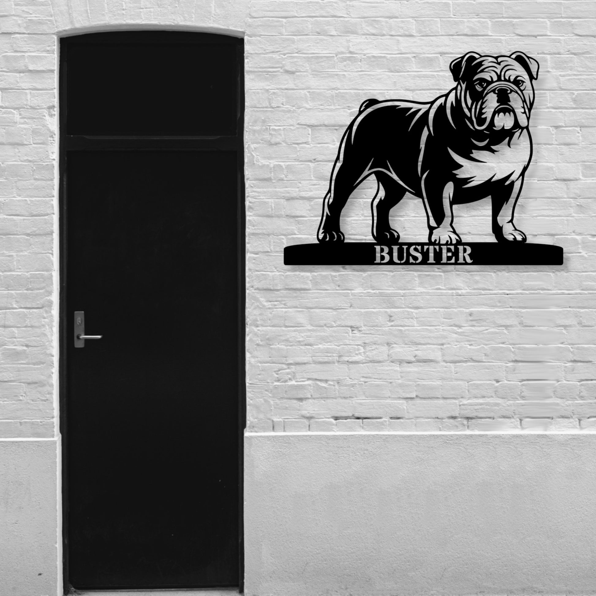 Engelsk Bulldog metalskilt med personlig tekst