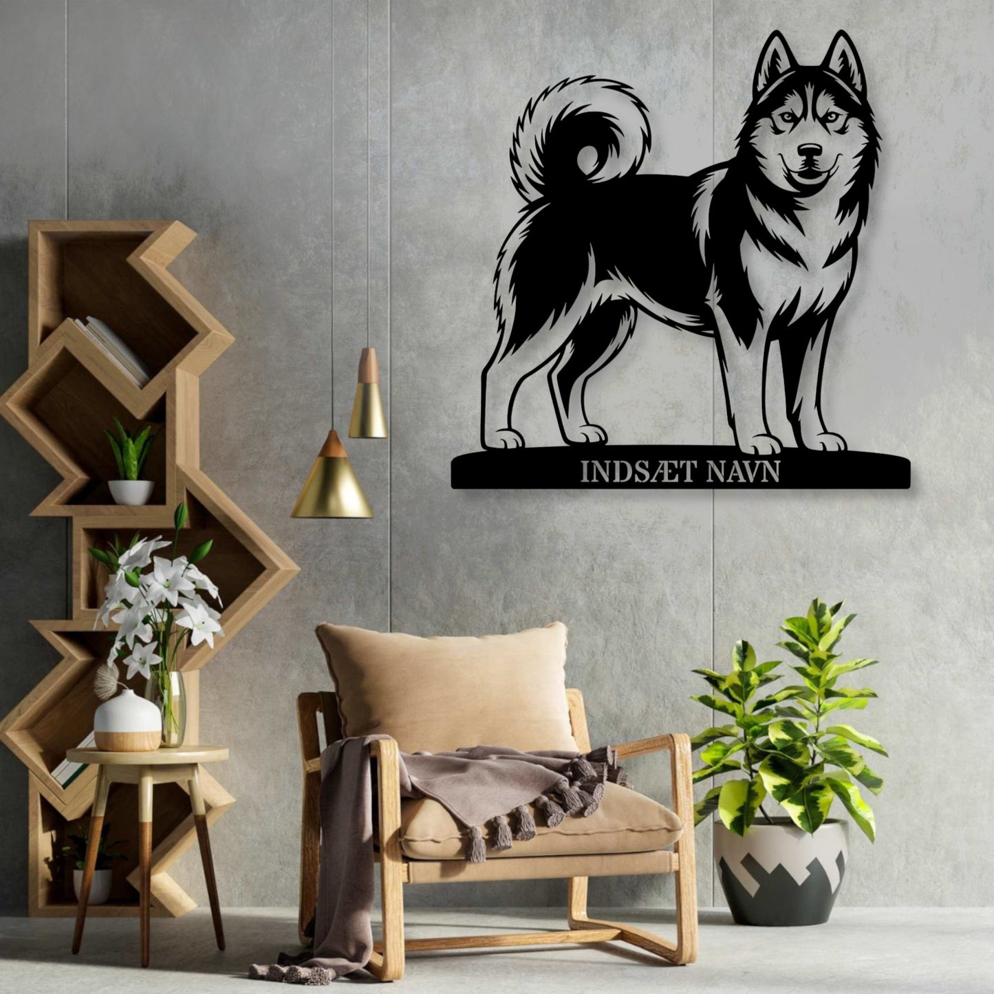 Personlig Siberian Husky metalskilt med hundenavn