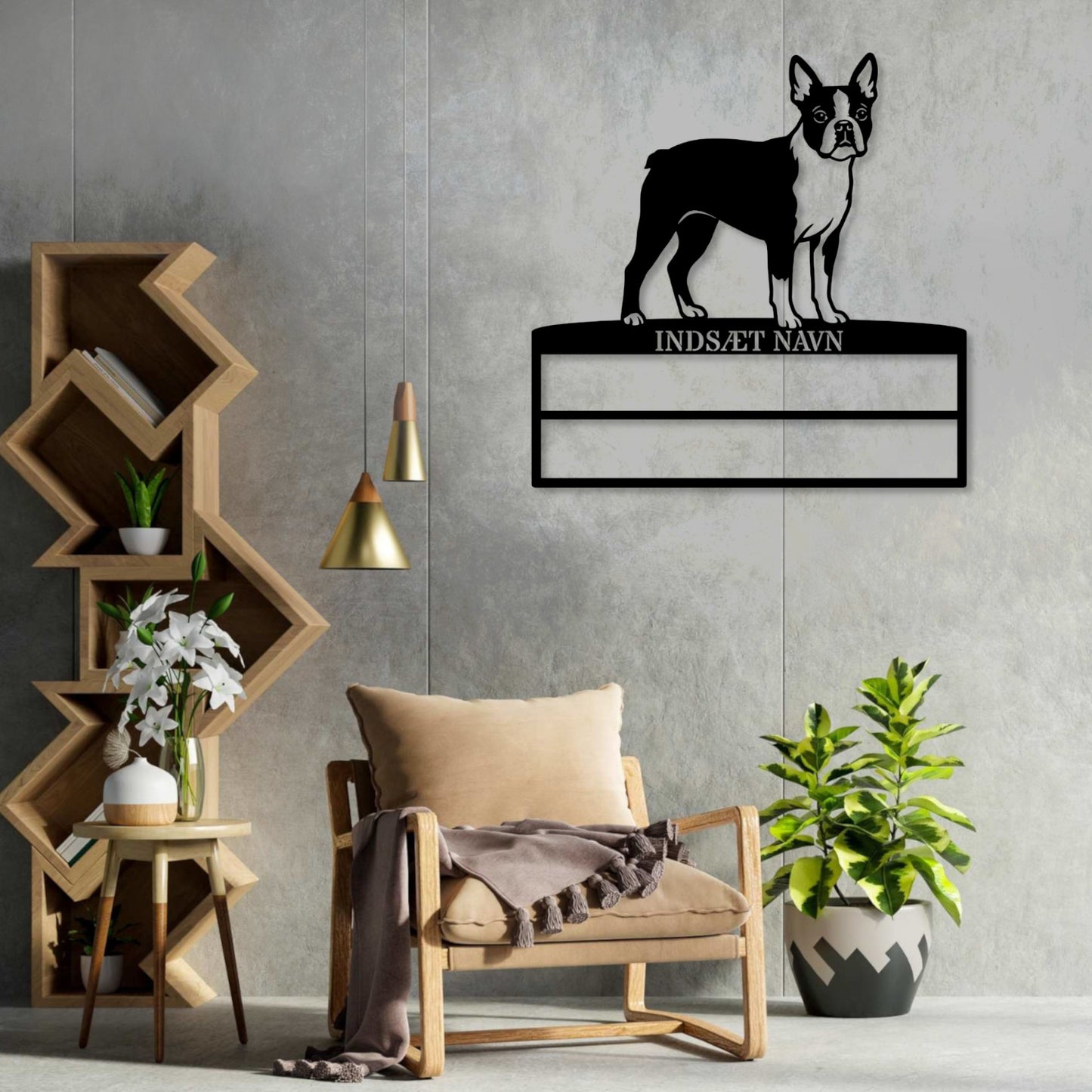 Personlig boston terrier metal navneskilt til rosetter