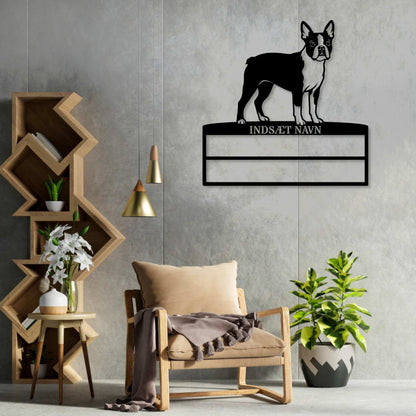 Personlig boston terrier metal navneskilt til rosetter