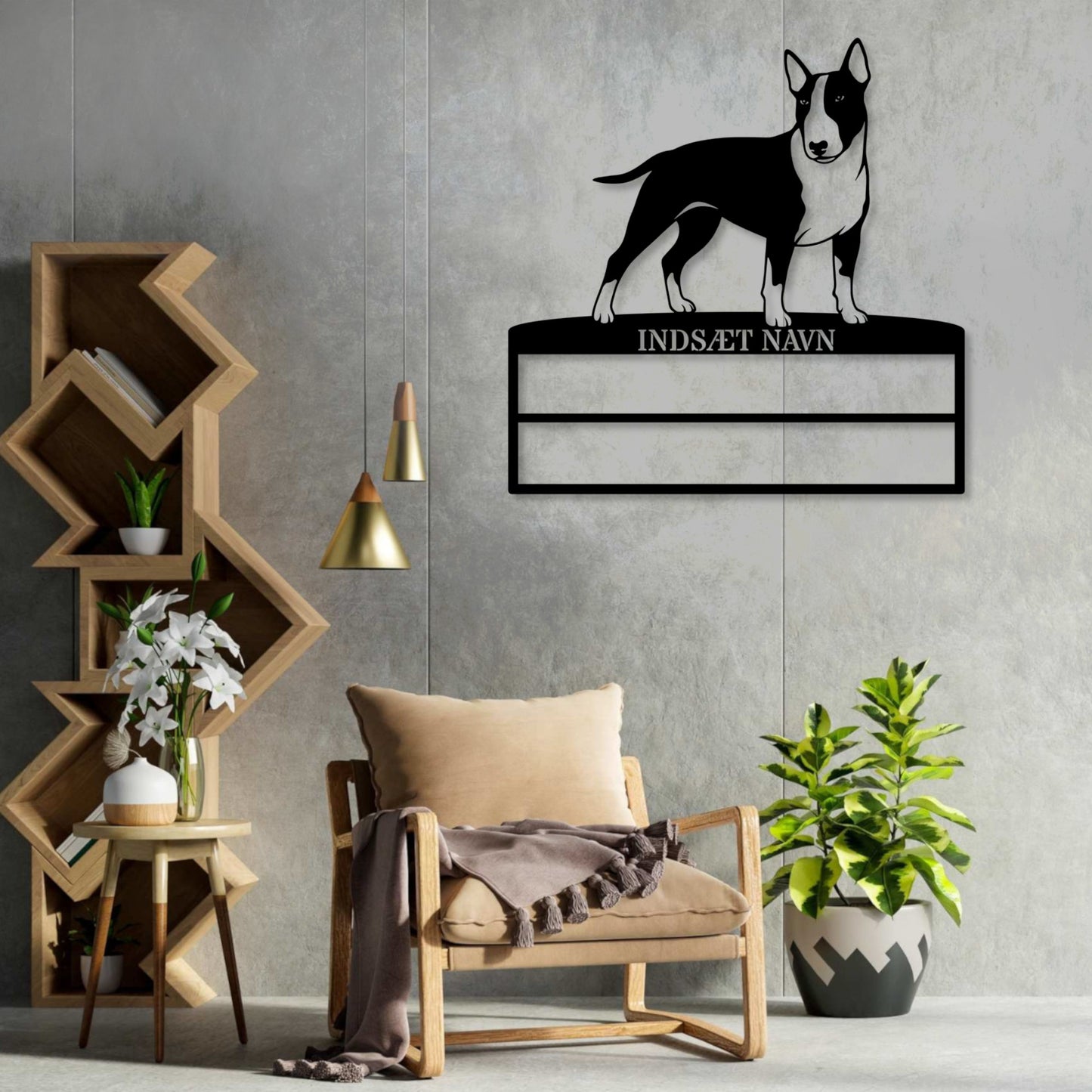 Personlig Bull Terrier metal navneskilt til rosetter. Unik hundechampion display