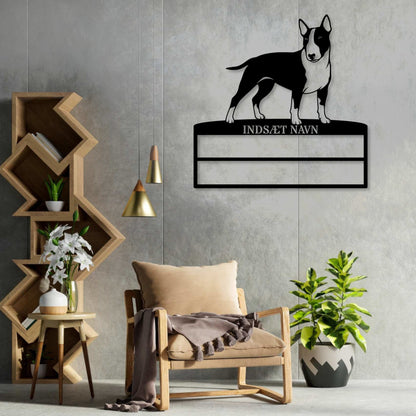 Personlig Bull Terrier metal navneskilt til rosetter. Unik hundechampion display