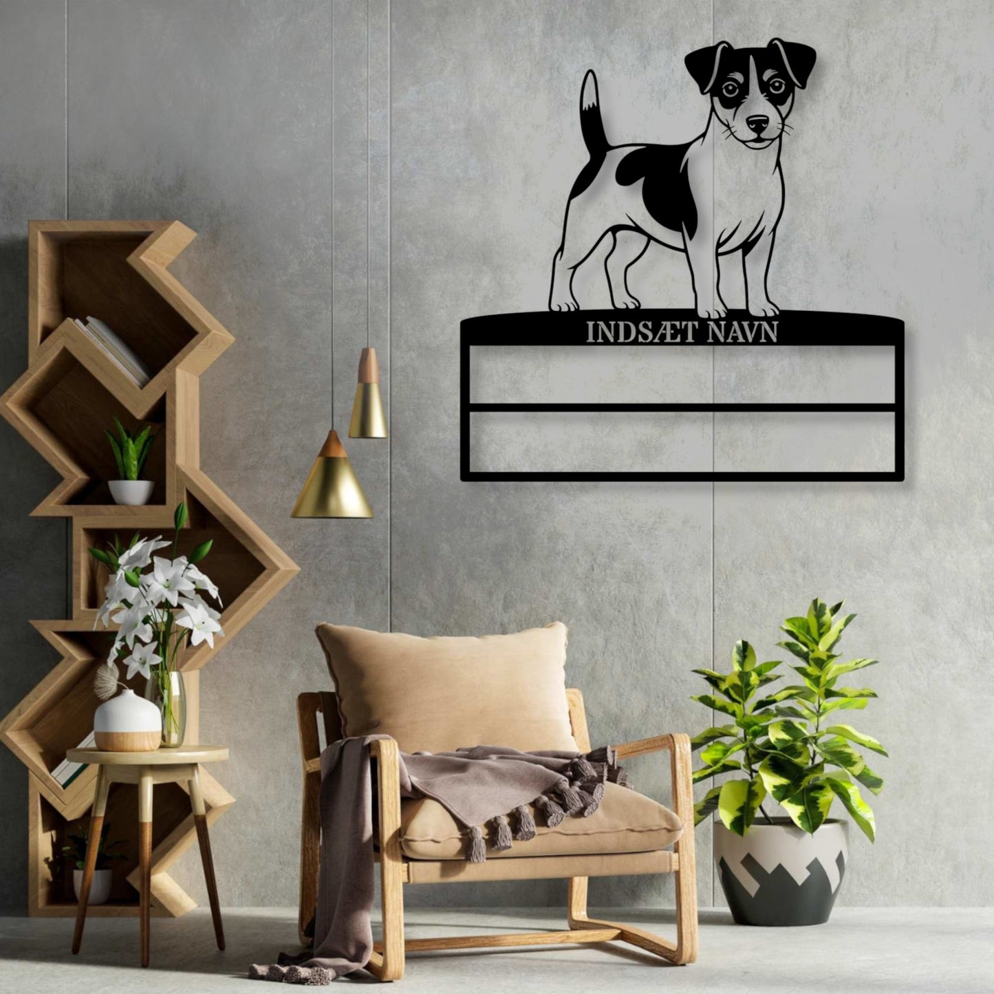 Personlig Jack Russell Terrier metal navneskilt til rosetter. Unik hundechampion display
