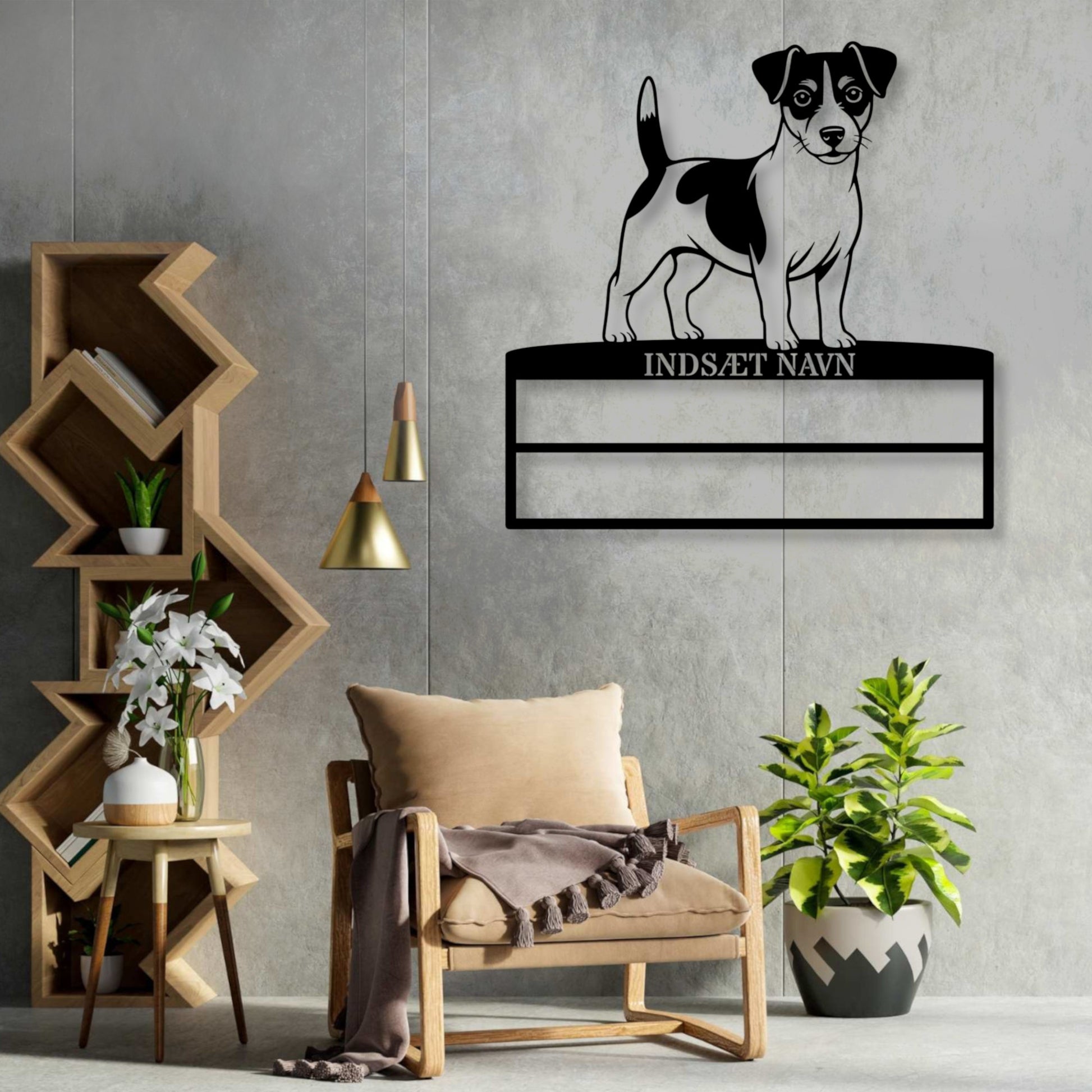 Personlig Jack Russell Terrier metal navneskilt til rosetter. Unik hundechampion display