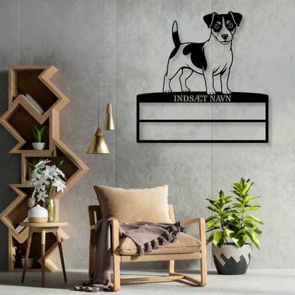 Personlig Jack Russell Terrier metal navneskilt til rosetter. Unik hundechampion display