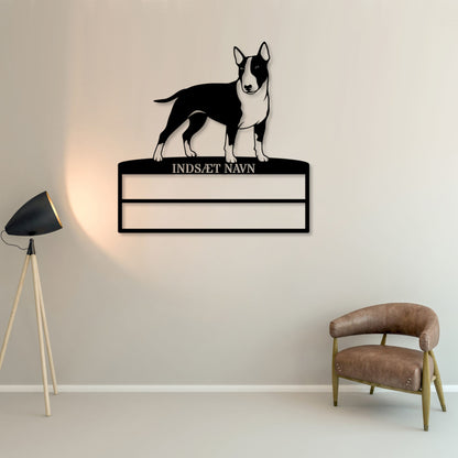Personlig Bull Terrier metal navneskilt til rosetter. Unik hundechampion display