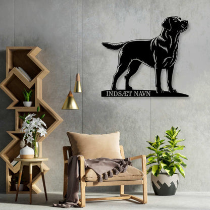 Labrador retriever metalskilt med personlig hundenavn