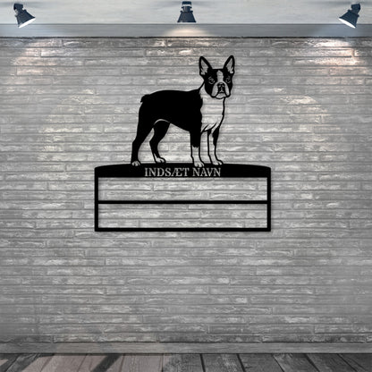 Personlig boston terrier metal navneskilt til rosetter