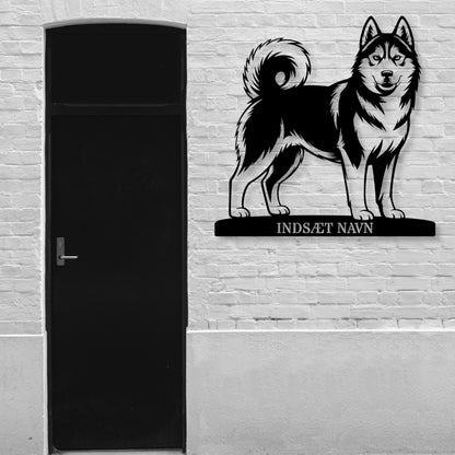 Personlig Siberian Husky metalskilt med hundenavn