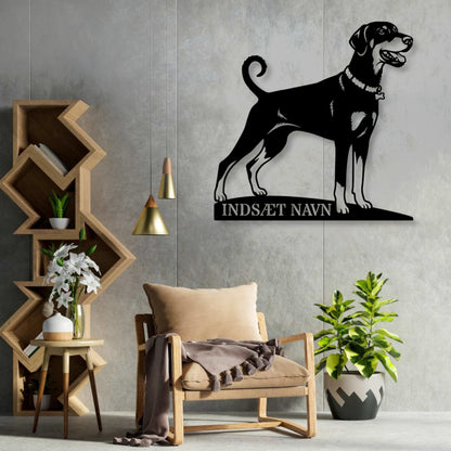 Personlig Dobermann metalskilt med hundenavn