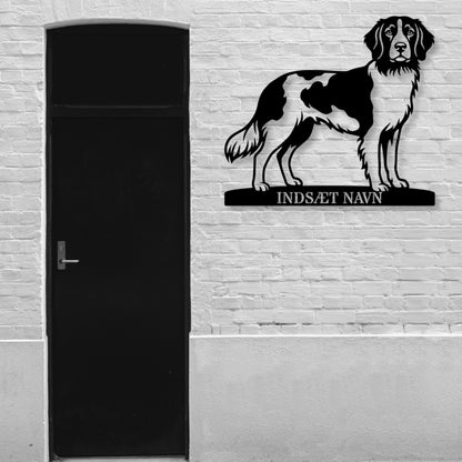 Personlig Kleine münsterländer metalskilt med hundenavn