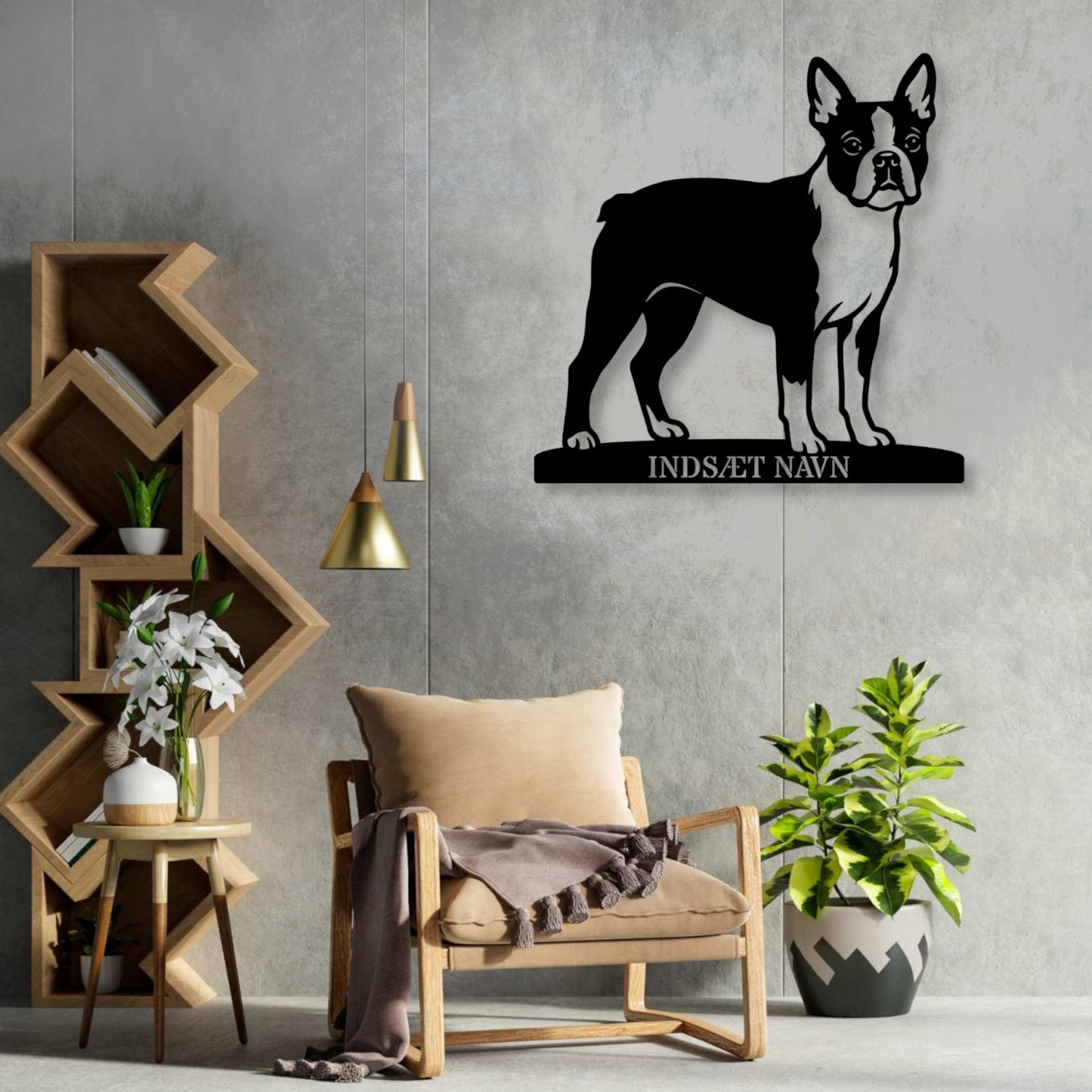 Boston Terrier hunde metalskilt med personlig tekst