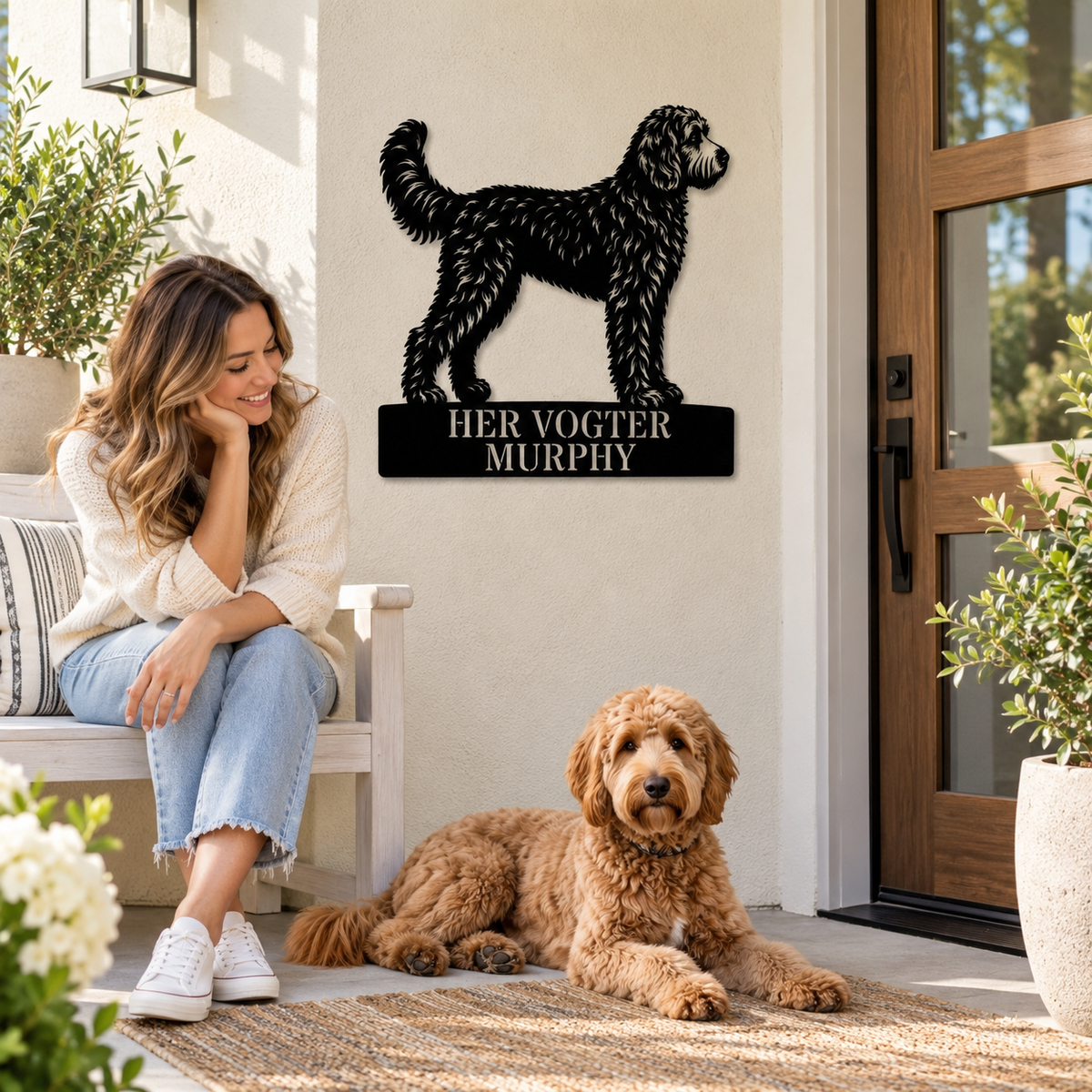 Her vogter jeg. Personlig Doodle metal navneskilt
