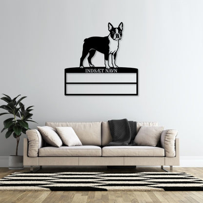 Personlig boston terrier metal navneskilt til rosetter