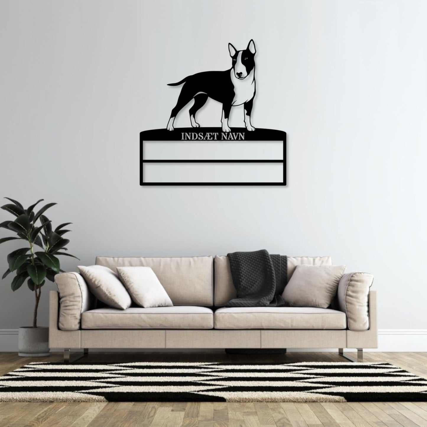 Personlig Bull Terrier metal navneskilt til rosetter. Unik hundechampion display