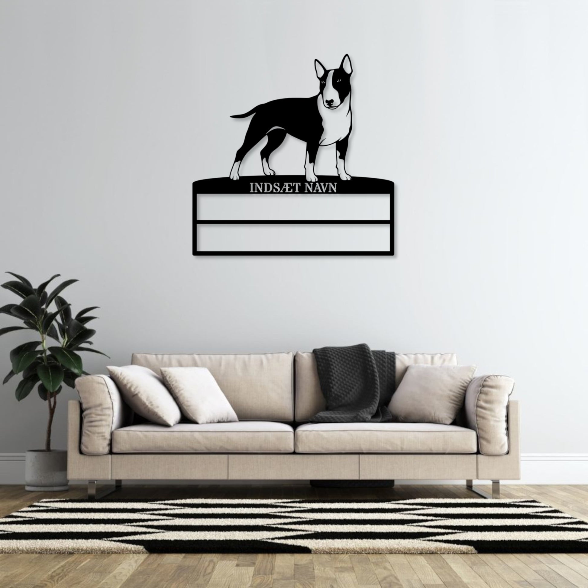 Personlig Bull Terrier metal navneskilt til rosetter. Unik hundechampion display