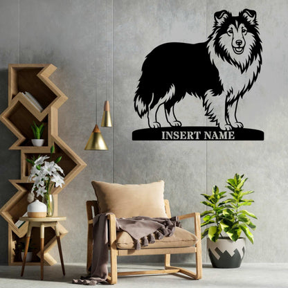 Shetland Sheepdog metalskilt med personlig hundenavn