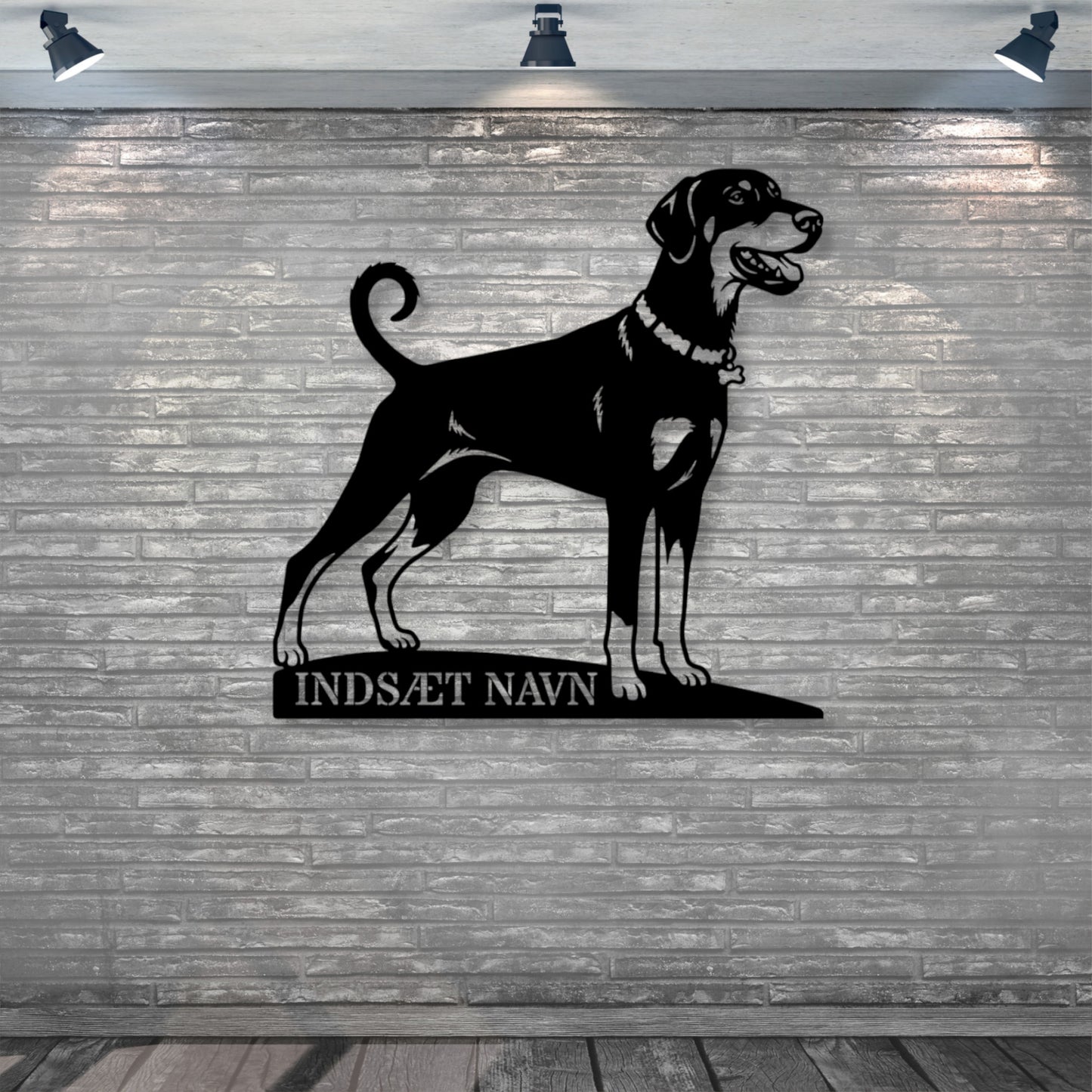Personlig Dobermann metalskilt med hundenavn